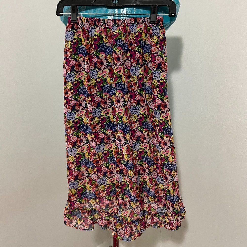 D-Signed by Disney High Low Lined Floral Boho Maxi Girls Skirt Size M